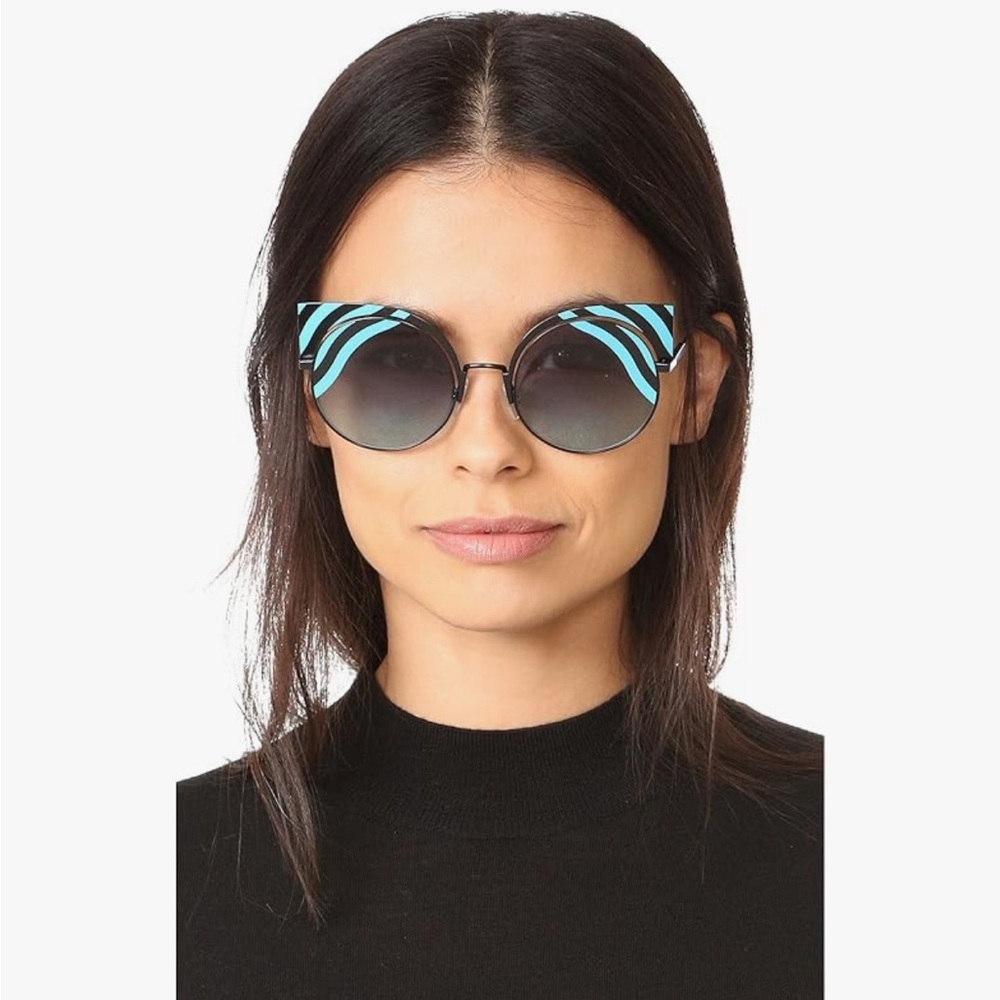 Fendi Black and Teal Striped Sunglasses